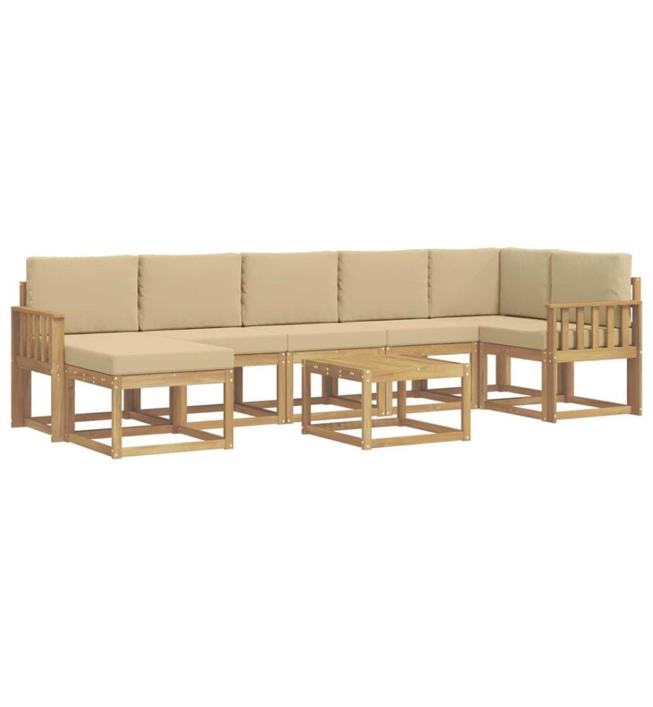 vidaXL Outdoor-Sofagarnitur mit Kissen 8 pcs Weiss und Beige Polyester