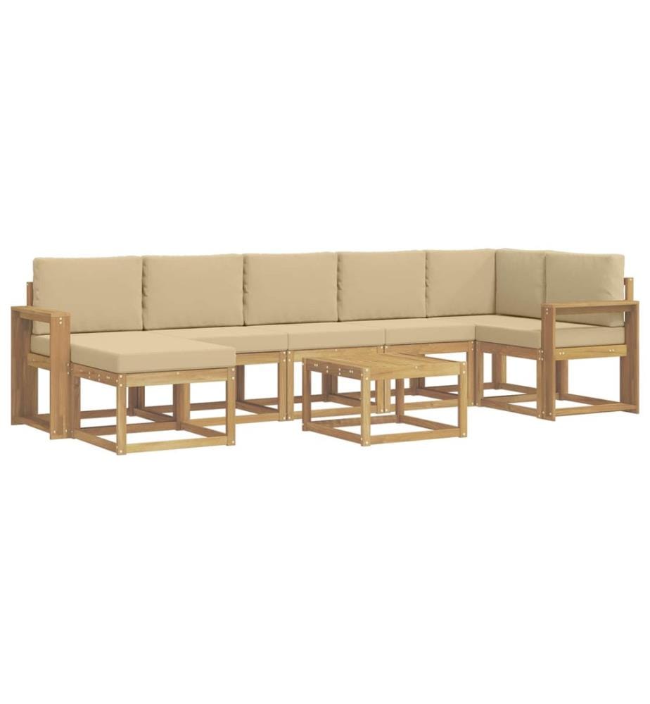 vidaXL Ensemble de canapés d'extérieur 8 pcs Blanc et Beige Polyester