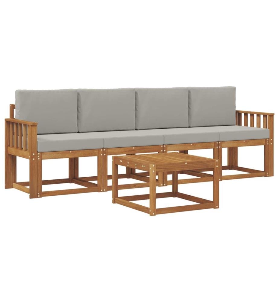 vidaXL Ensemble de canapés d'extérieur 5 pcs Gris Naturel et Clair