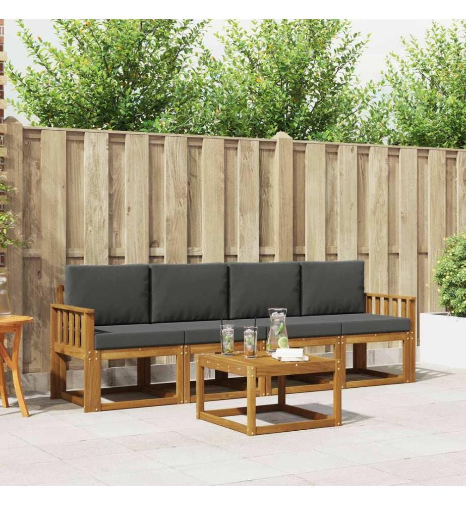 vidaXL Ensemble de canapés d'extérieur 5 pcs Naturel et Anthracite