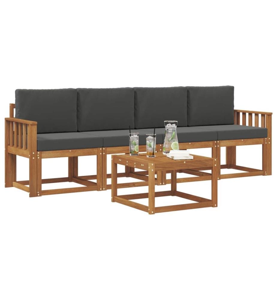 vidaXL Ensemble de canapés d'extérieur 5 pcs Naturel et Anthracite