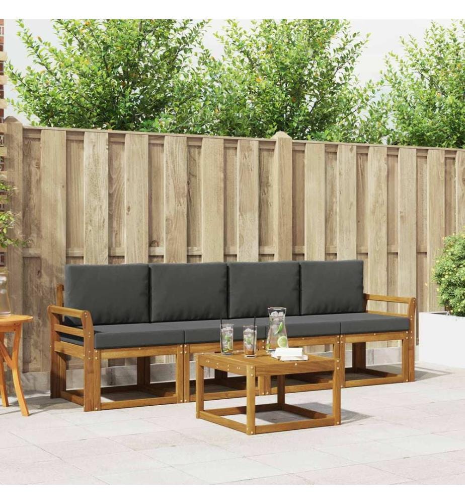 vidaXL Ensemble de canapés d'extérieur 5 pcs Naturel et Anthracite