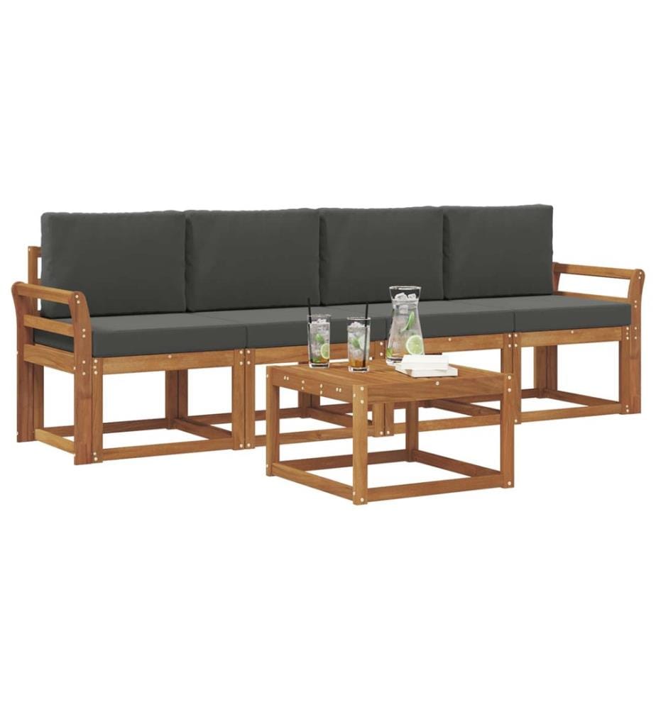 vidaXL Ensemble de canapés d'extérieur 5 pcs Naturel et Anthracite