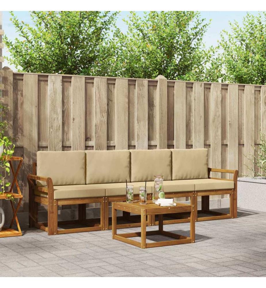 vidaXL Ensemble de canapés d'extérieur 5 pcs Naturel et Beige