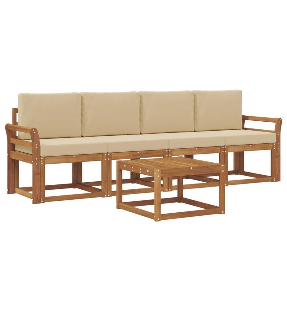 vidaXL Ensemble de canapés d'extérieur 5 pcs Naturel et Beige
