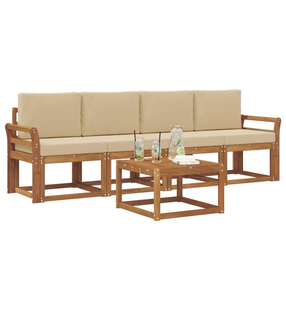 vidaXL Ensemble de canapés d'extérieur 5 pcs Naturel et Beige