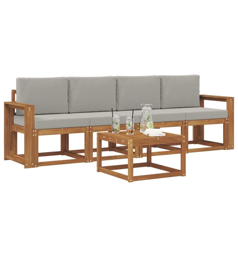 vidaXL Ensemble de canapés d'extérieur 5 pcs Gris Naturel et Clair