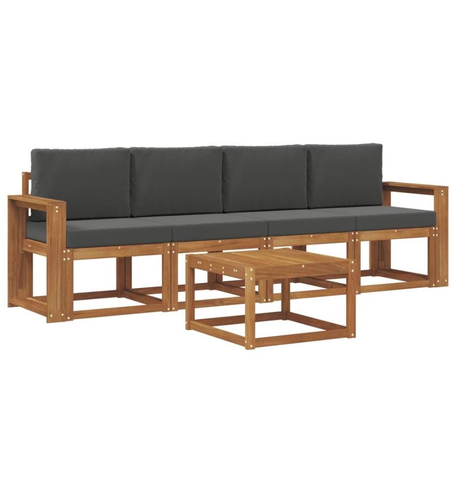 vidaXL Ensemble de canapés d'extérieur 5 pcs Naturel et Anthracite