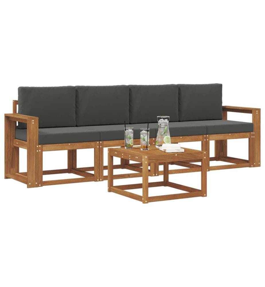 vidaXL Ensemble de canapés d'extérieur 5 pcs Naturel et Anthracite