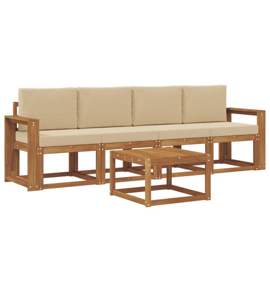vidaXL Ensemble de canapés d'extérieur 5 pcs Naturel et Beige