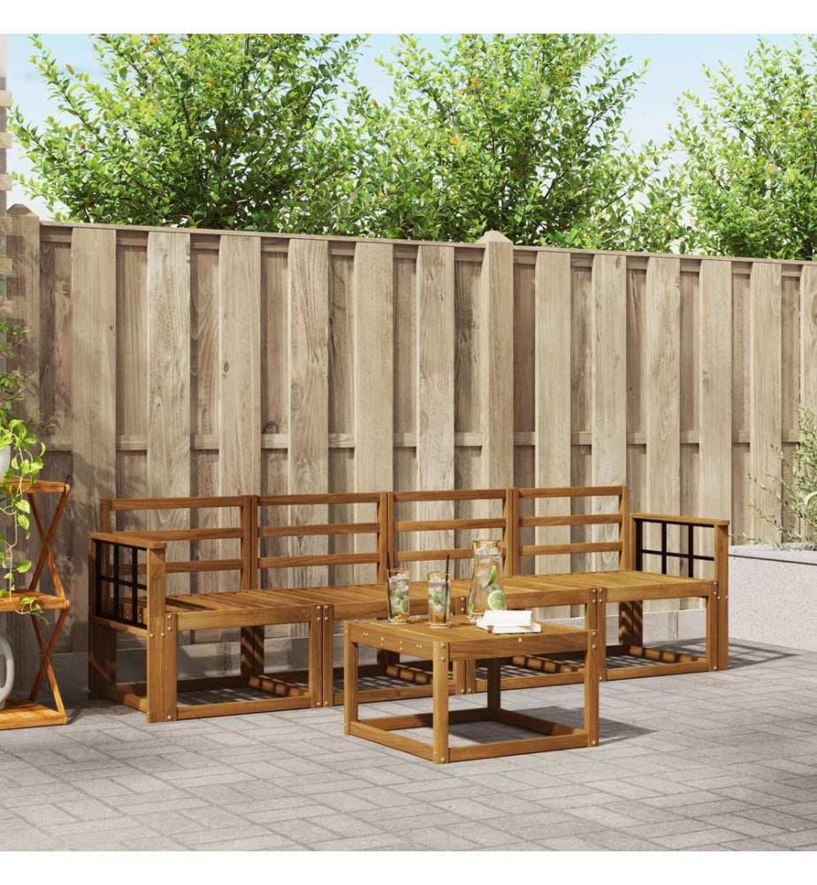 vidaXL Ensemble de canapés d'extérieur 5 pcs Naturel