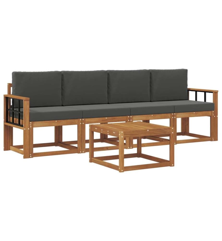 vidaXL Ensemble de canapés d'extérieur 5 pcs Naturel et Anthracite
