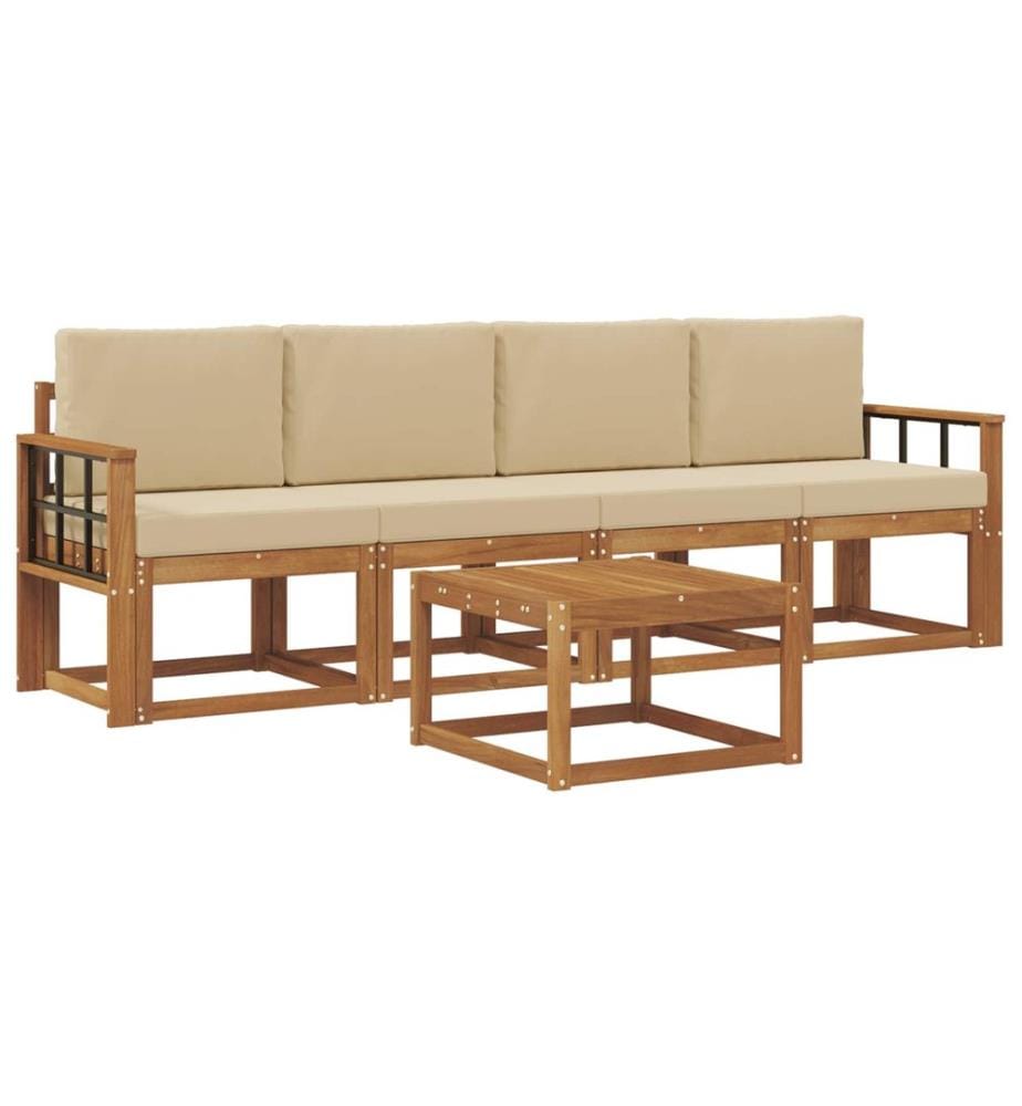 vidaXL Ensemble de canapés d'extérieur 5 pcs Naturel et Beige