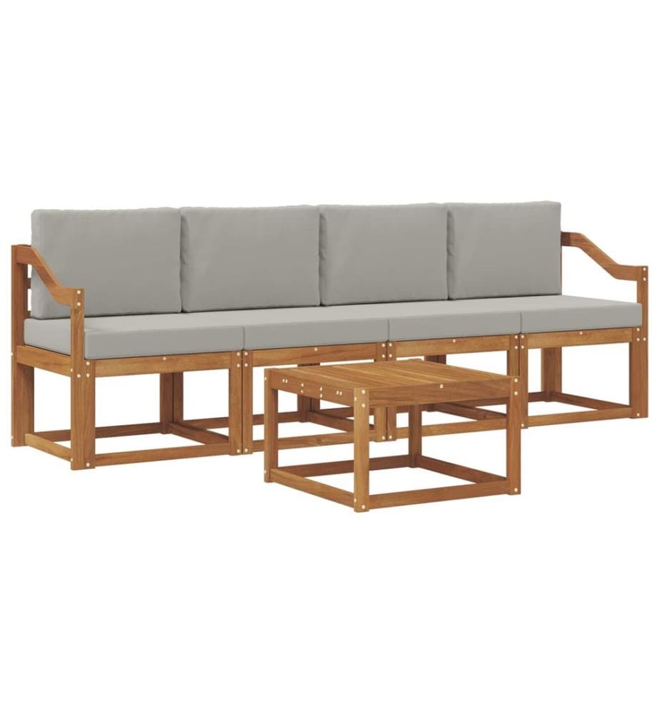 vidaXL Ensemble de canapés d'extérieur 5 pcs Gris Naturel et Clair