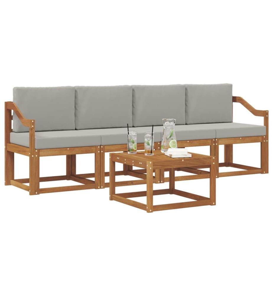 vidaXL Ensemble de canapés d'extérieur 5 pcs Gris Naturel et Clair