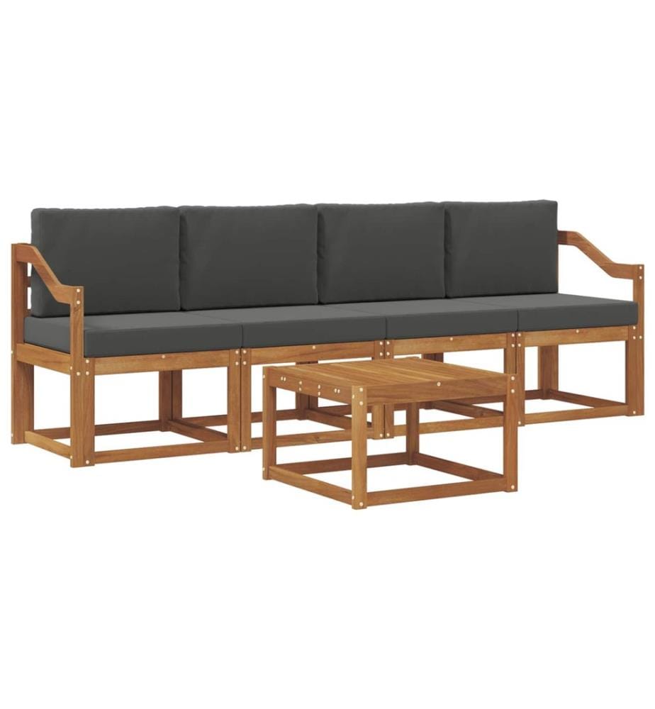 vidaXL Ensemble de canapés d'extérieur 5 pcs Naturel et Anthracite