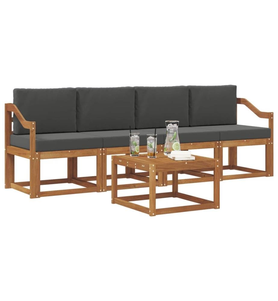 vidaXL Ensemble de canapés d'extérieur 5 pcs Naturel et Anthracite