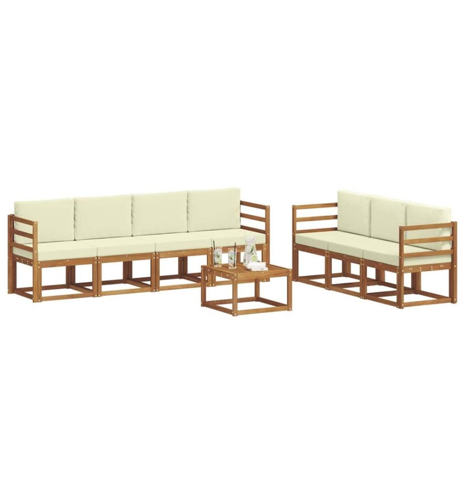 vidaXL Ensemble de canapés d'extérieur 8 pcs Naturel et Crème