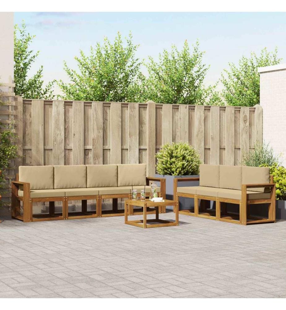 vidaXL Ensemble de canapés d'extérieur 8 pcs Naturel et Beige