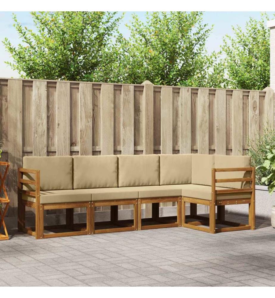 vidaXL Ensemble de canapés d'extérieur 5 pcs Naturel et Beige