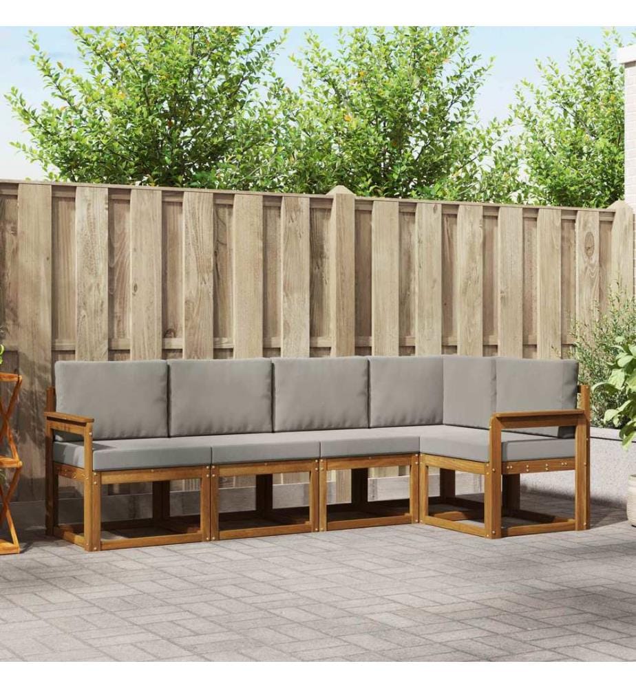 vidaXL Ensemble de canapés d'extérieur 5 pcs Gris Naturel et Clair