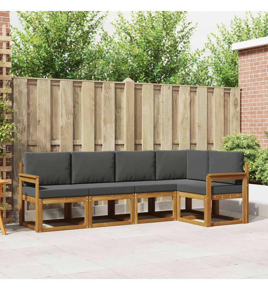 vidaXL Ensemble de canapés d'extérieur 5 pcs Naturel et Anthracite