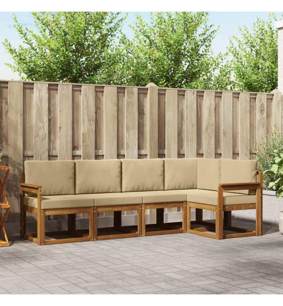 vidaXL Ensemble de canapés d'extérieur 5 pcs Naturel et Beige
