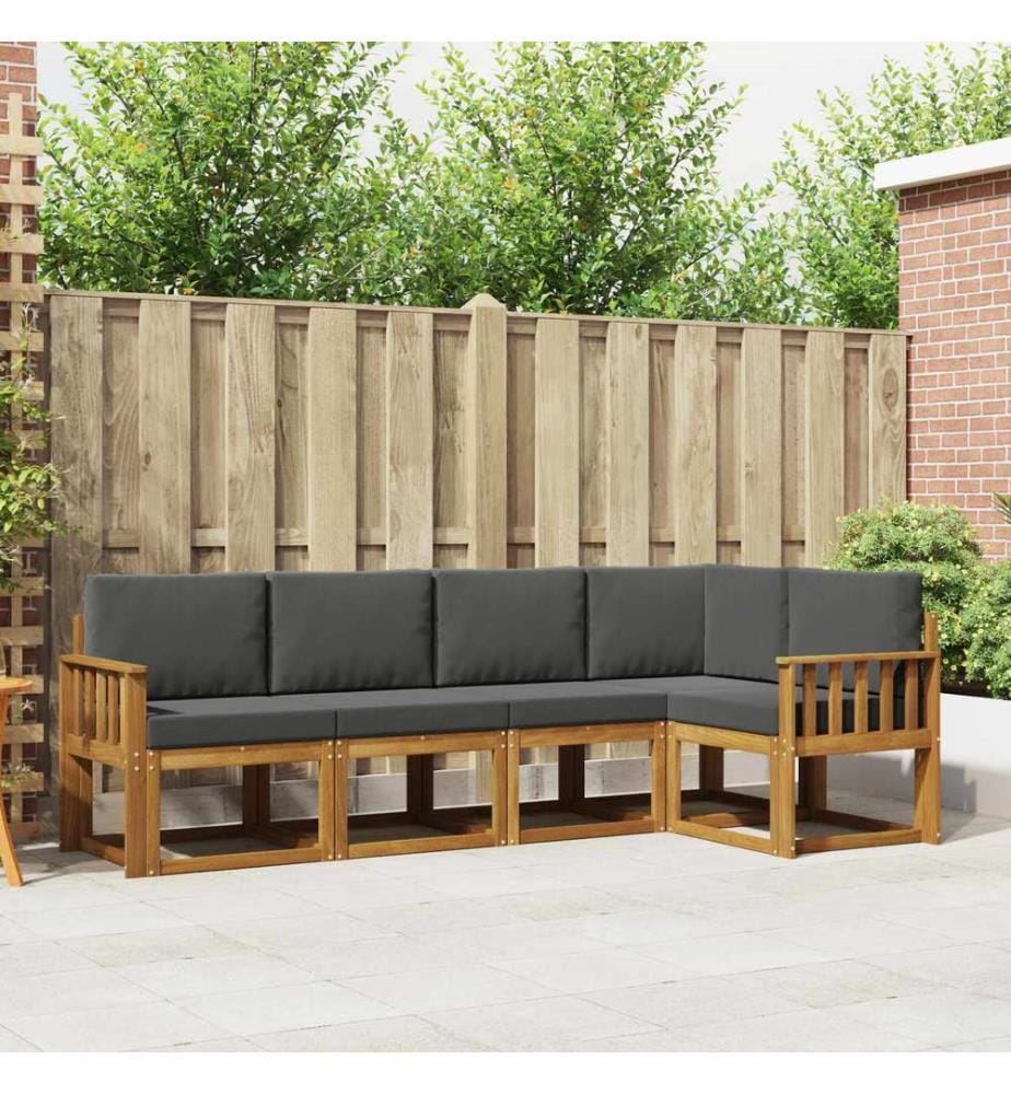 vidaXL Ensemble de canapés d'extérieur 5 pcs Naturel et Anthracite