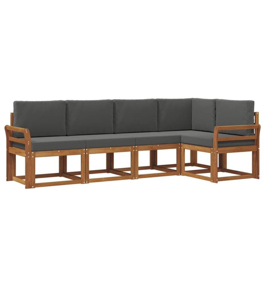 vidaXL Ensemble de canapés d'extérieur 5 pcs Naturel et Anthracite