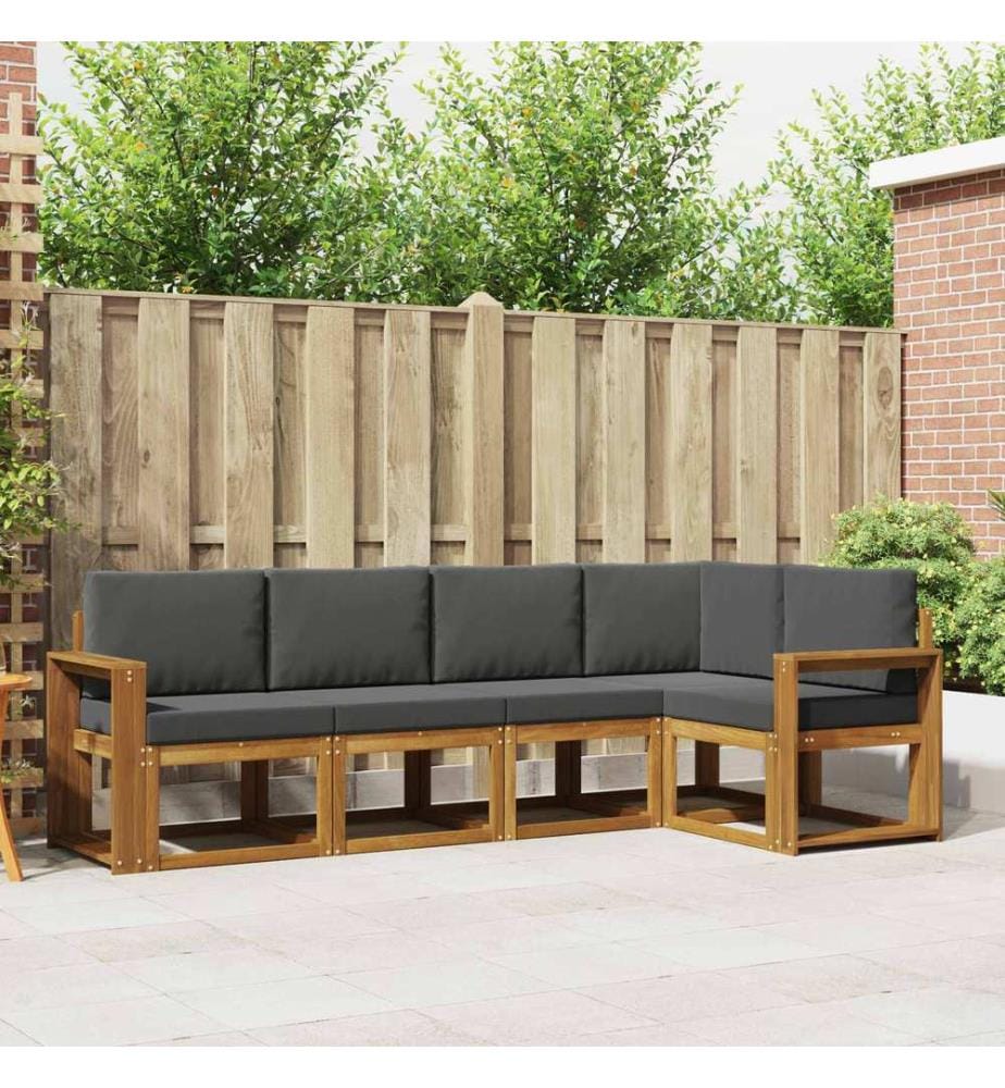 vidaXL Ensemble de canapés d'extérieur 5 pcs Naturel et Anthracite