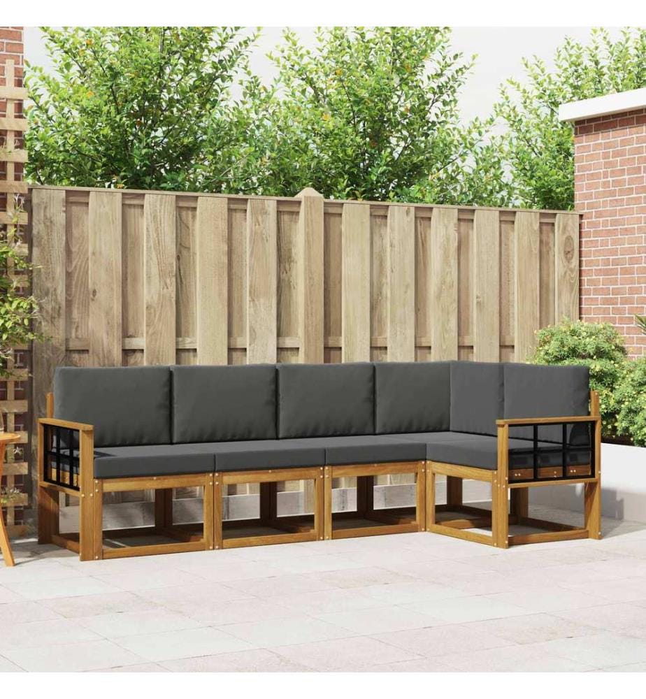 vidaXL Ensemble de canapés d'extérieur 5 pcs Naturel et Anthracite