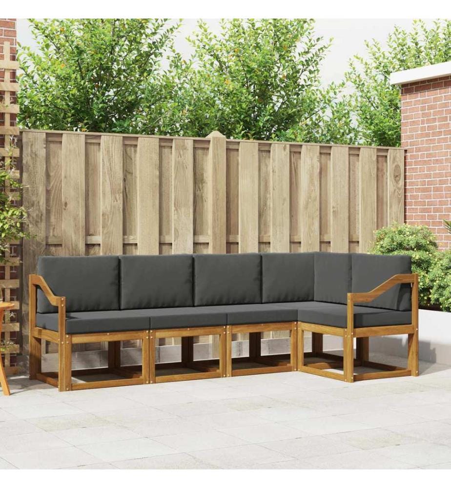 vidaXL Ensemble de canapés d'extérieur 5 pcs Naturel et Anthracite