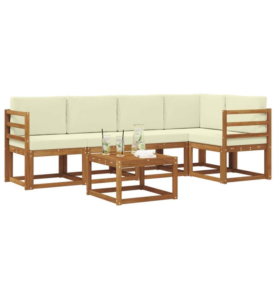vidaXL Ensemble de canapés d'extérieur 6 pcs Naturel et Crème