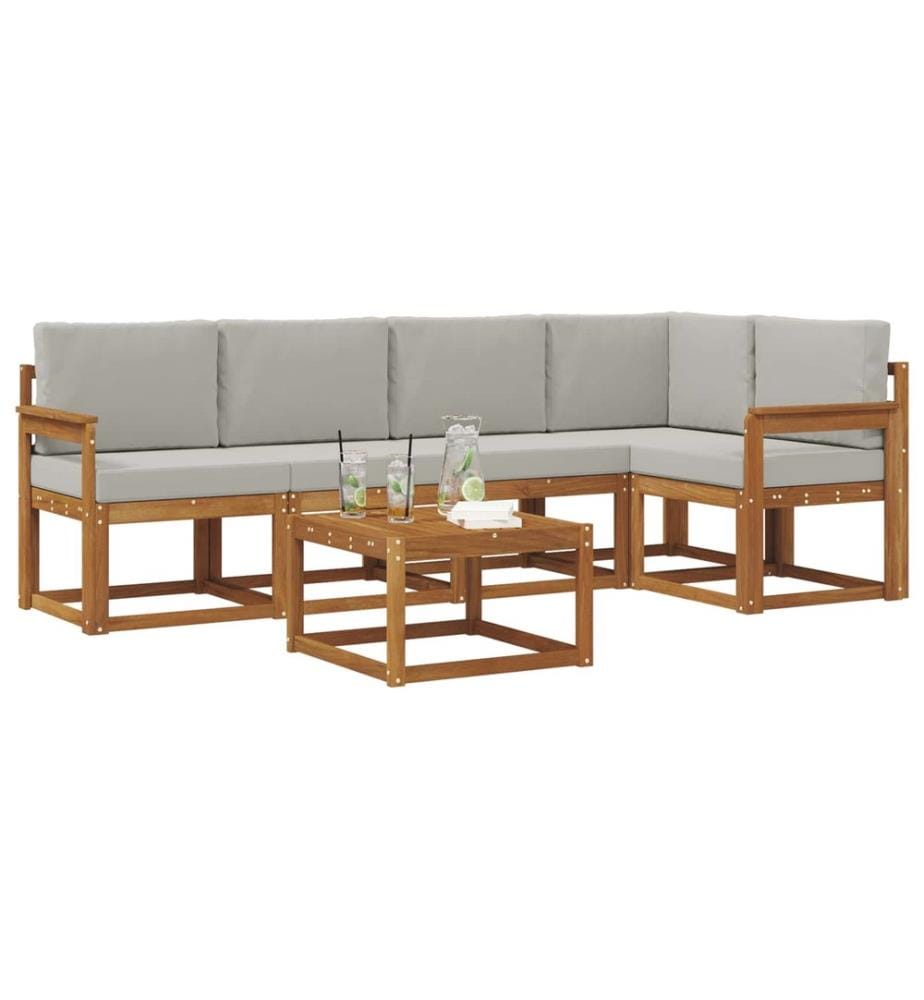 vidaXL Ensemble de canapés d'extérieur 6 pcs Gris Naturel et Clair