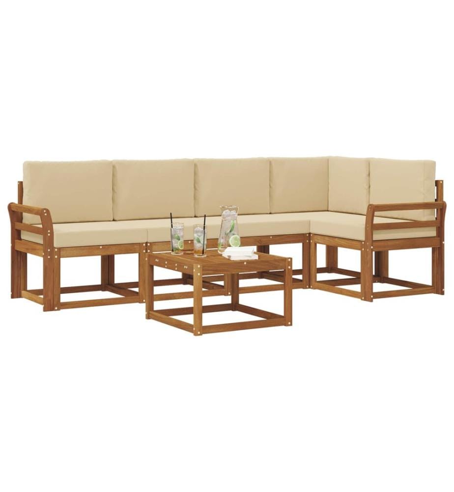 vidaXL Ensemble de canapés d'extérieur 6 pcs Naturel et Beige