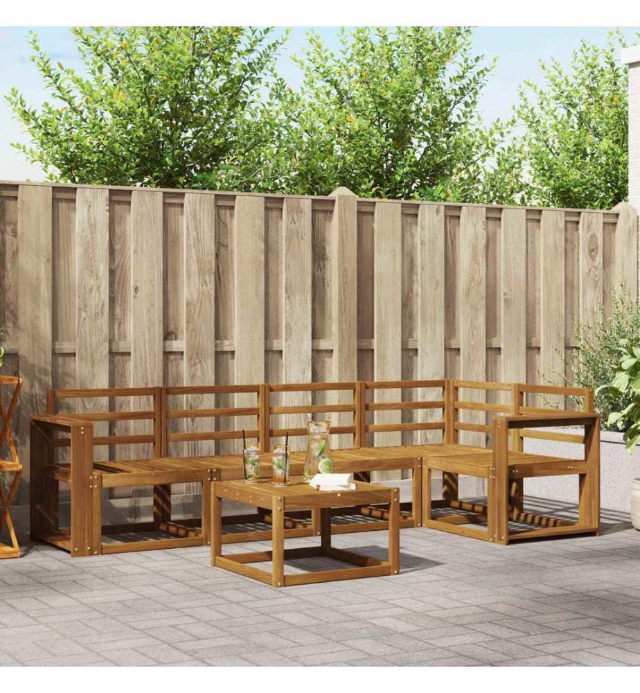 vidaXL Ensemble de canapés d'extérieur 6 pcs Naturel