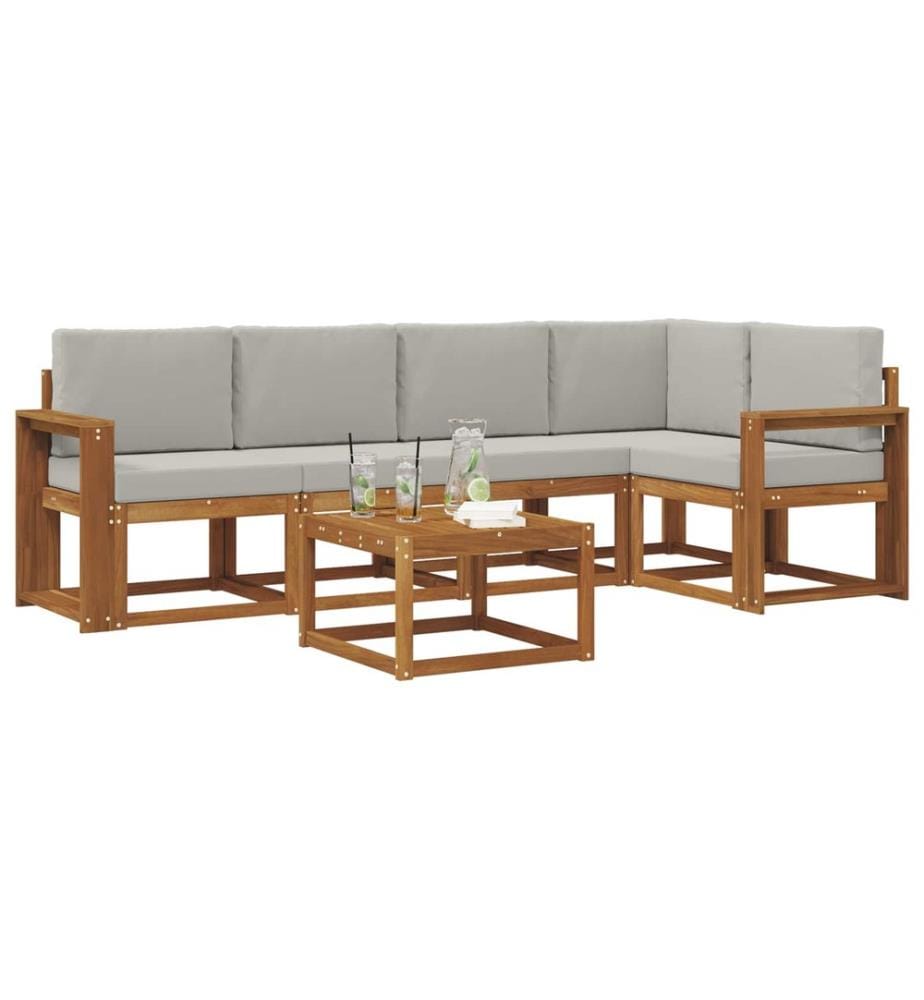 vidaXL Ensemble de canapés d'extérieur 6 pcs Gris Naturel et Clair