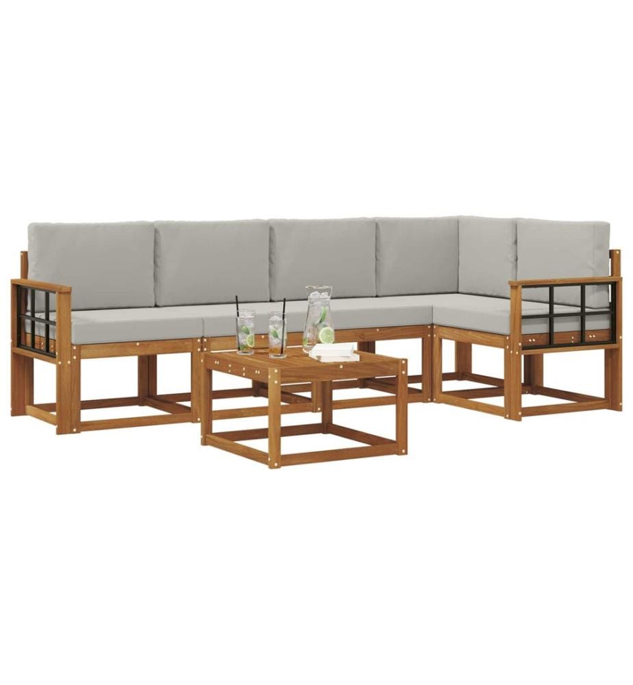 vidaXL Ensemble de canapés d'extérieur 6 pcs Gris Naturel et Clair