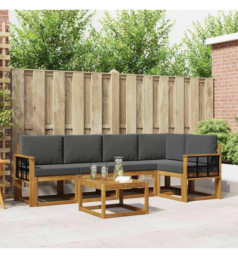 vidaXL Ensemble de canapés d'extérieur 6 pcs Naturel et Anthracite