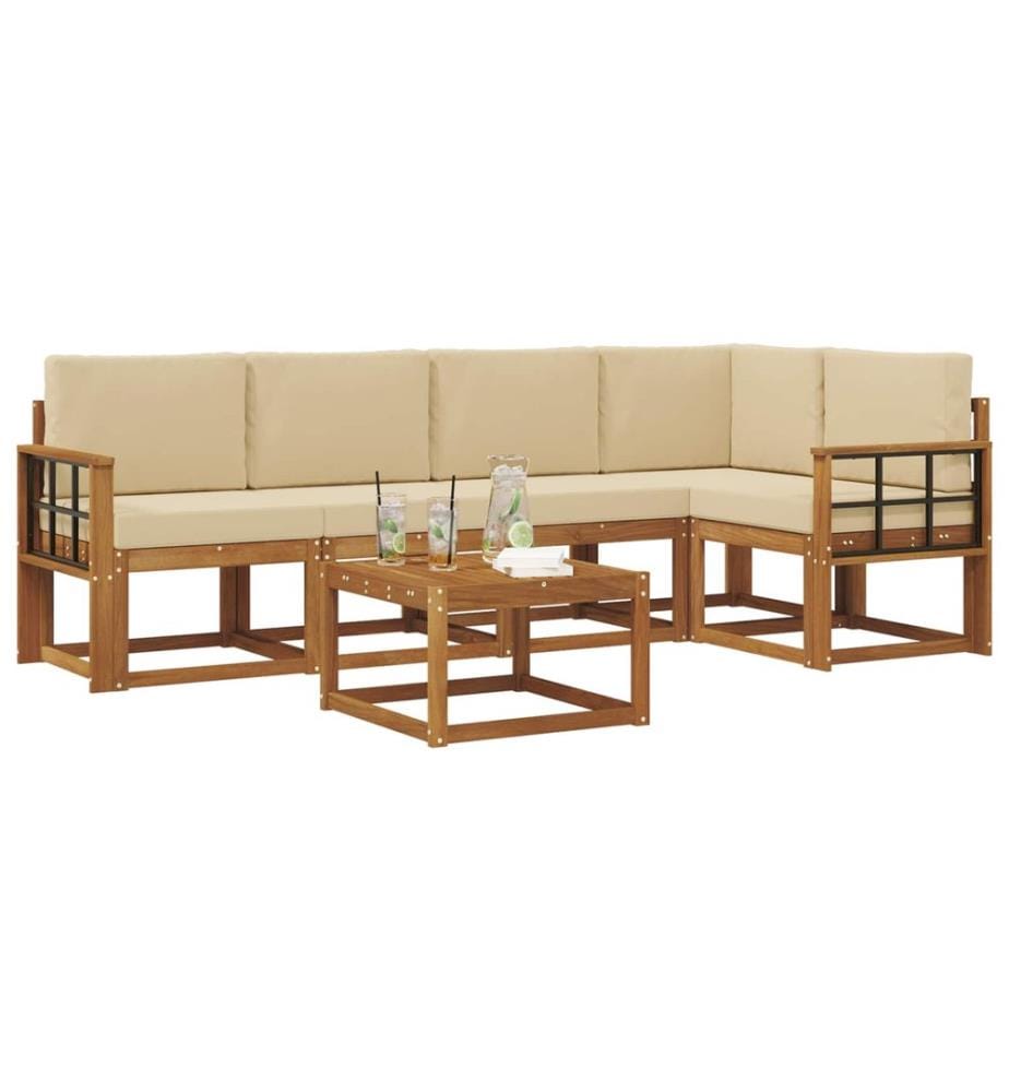 vidaXL Ensemble de canapés d'extérieur 6 pcs Naturel et Beige