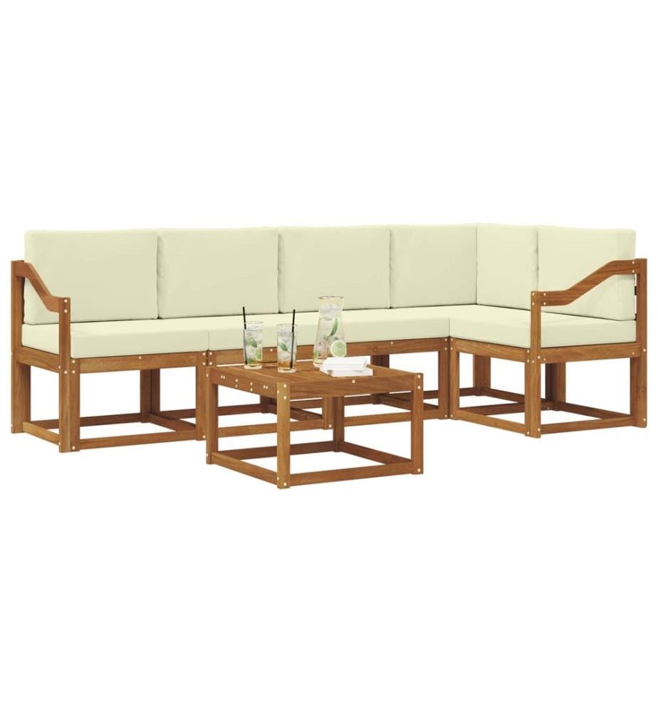vidaXL Ensemble de canapés d'extérieur 6 pcs Naturel et Crème