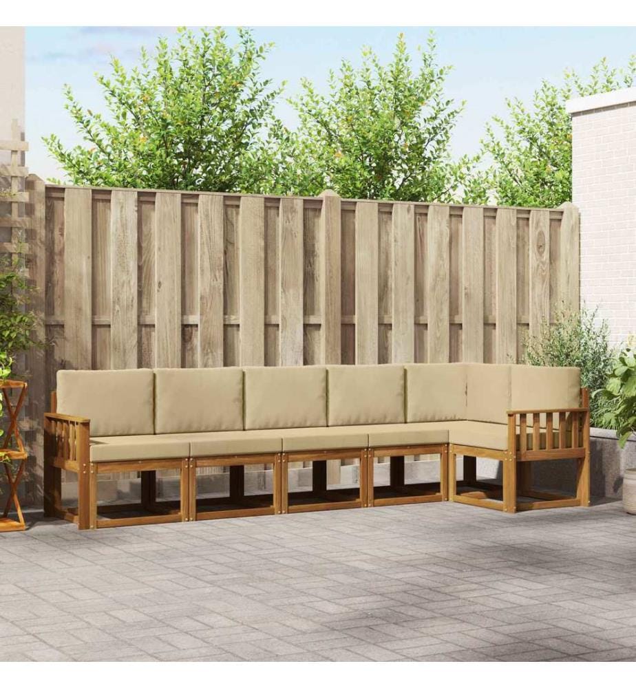 vidaXL Ensemble de canapés d'extérieur 6 pcs Naturel et Beige