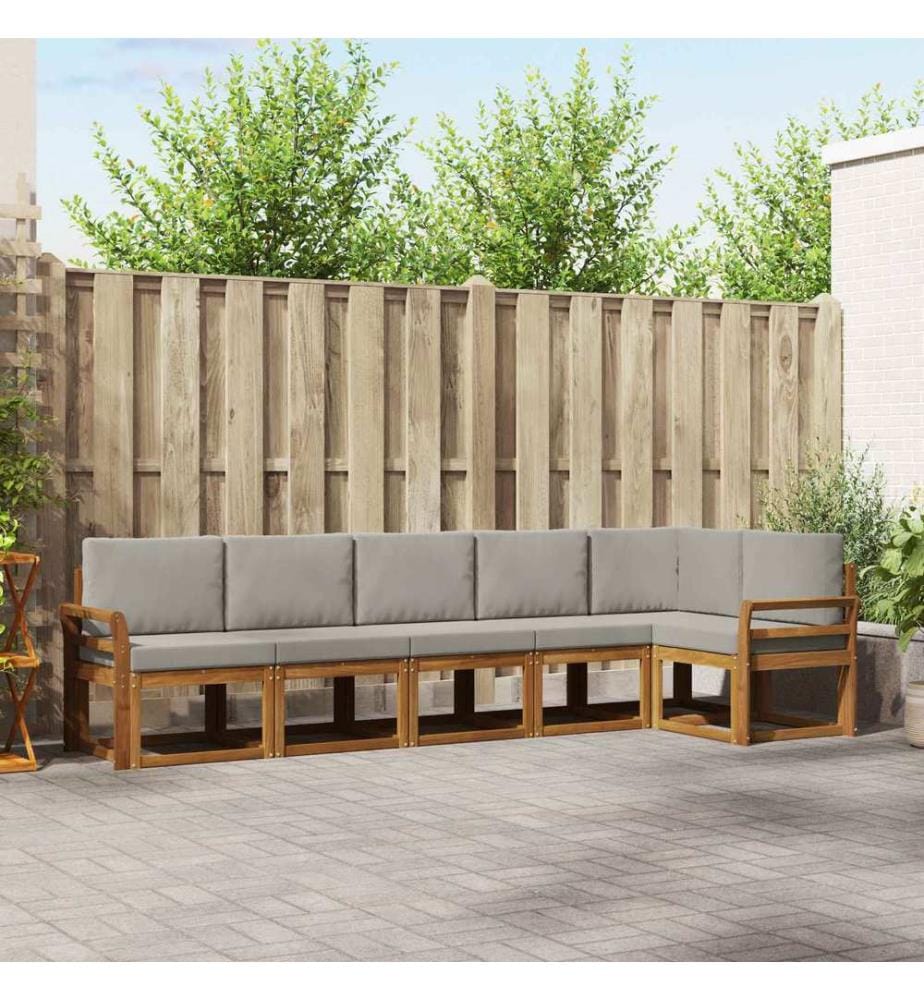 vidaXL Ensemble de canapés d'extérieur 6 pcs Gris Naturel et Clair