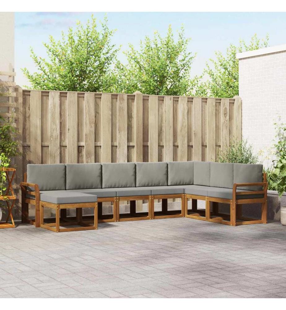 vidaXL Ensemble de canapés d'extérieur 8 pcs Gris Naturel et Clair