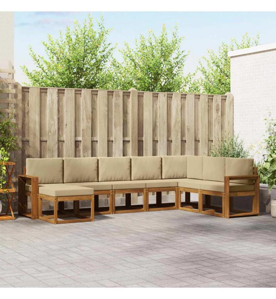 vidaXL Ensemble de canapés d'extérieur 8 pcs Naturel et Beige