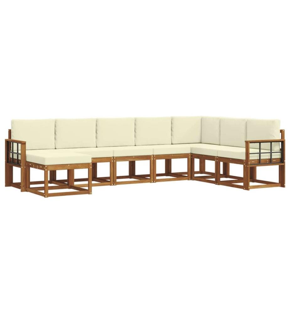 vidaXL Ensemble de canapés d'extérieur 8 pcs Naturel et Crème