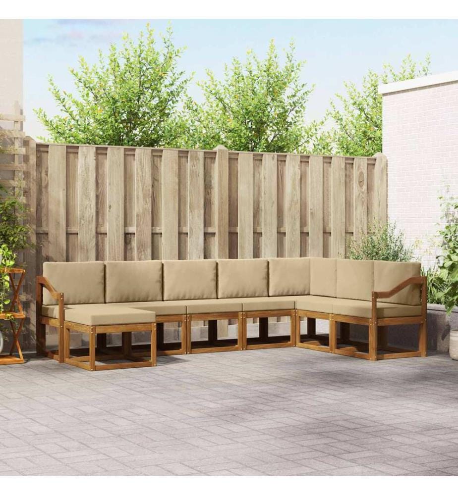 vidaXL Ensemble de canapés d'extérieur 8 pcs Naturel et Beige