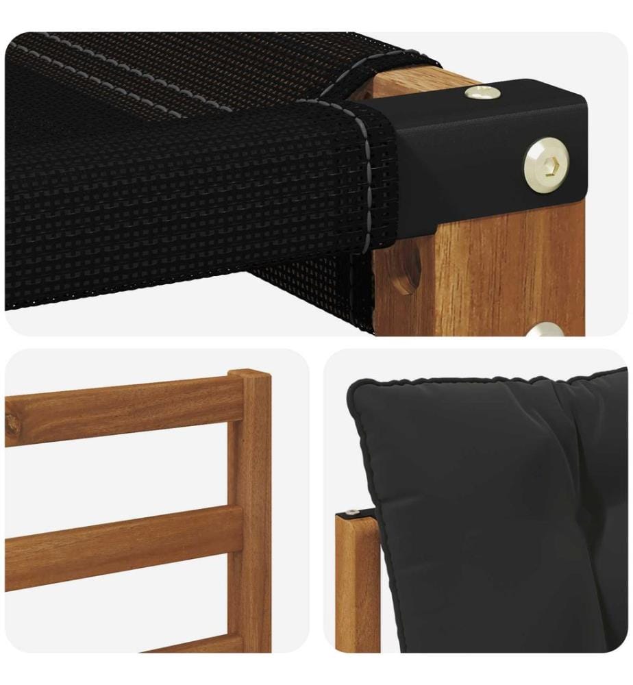 vidaXL Outdoor-Sofagarnitur mit Kissen 3 pcs Natürlich und Schwarz