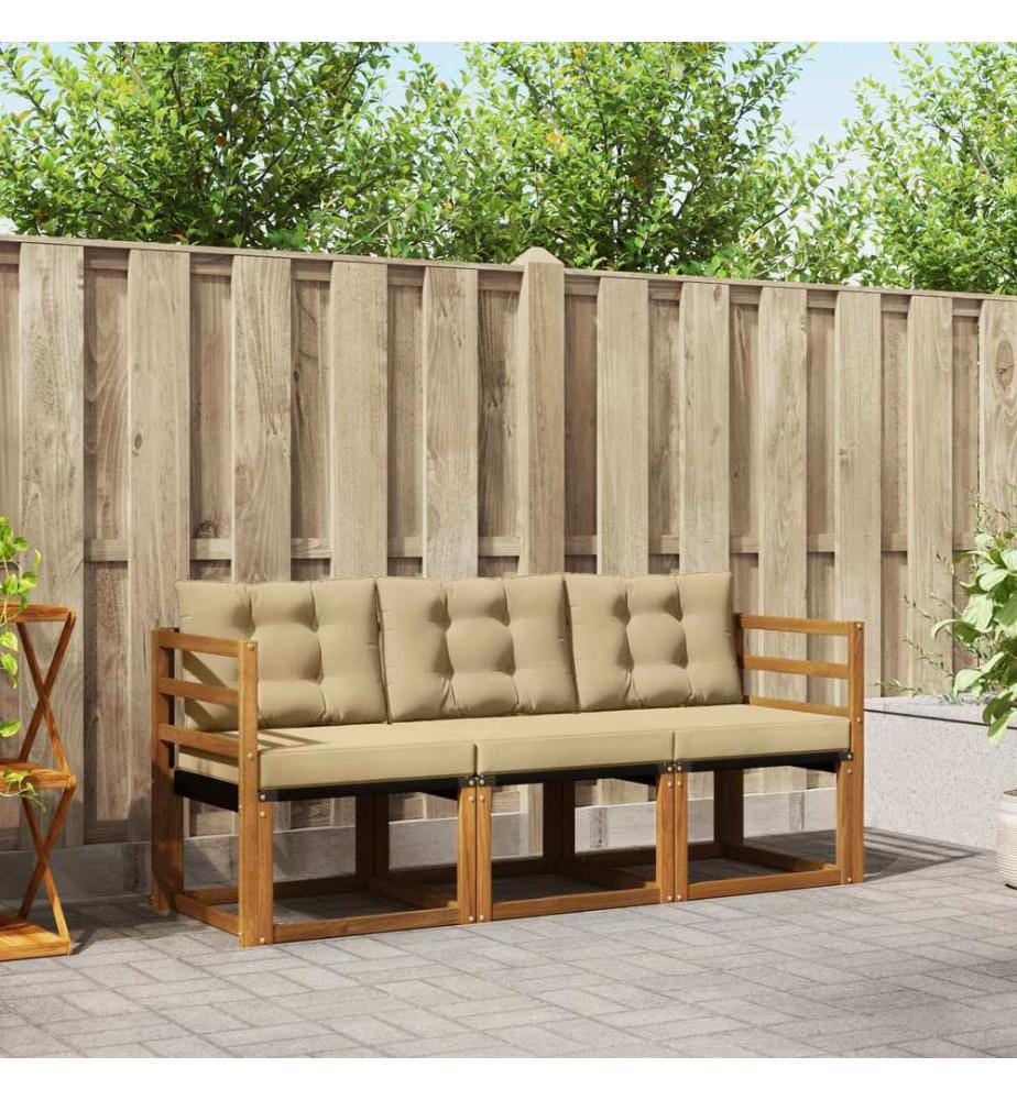vidaXL Ensemble de canapés d'extérieur 3 pcs Naturel et Beige