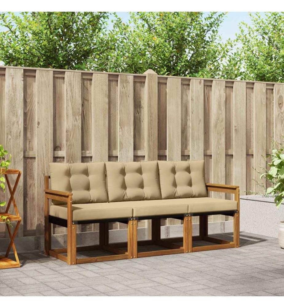 vidaXL Ensemble de canapés d'extérieur 3 pcs Naturel et Beige